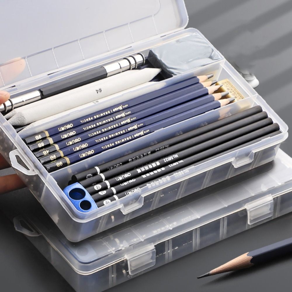 

Large Capacity Pencil Case Cartoon Art Supplies Storage PP Transparent Pen Box Stationery Organizer Creative Stationery