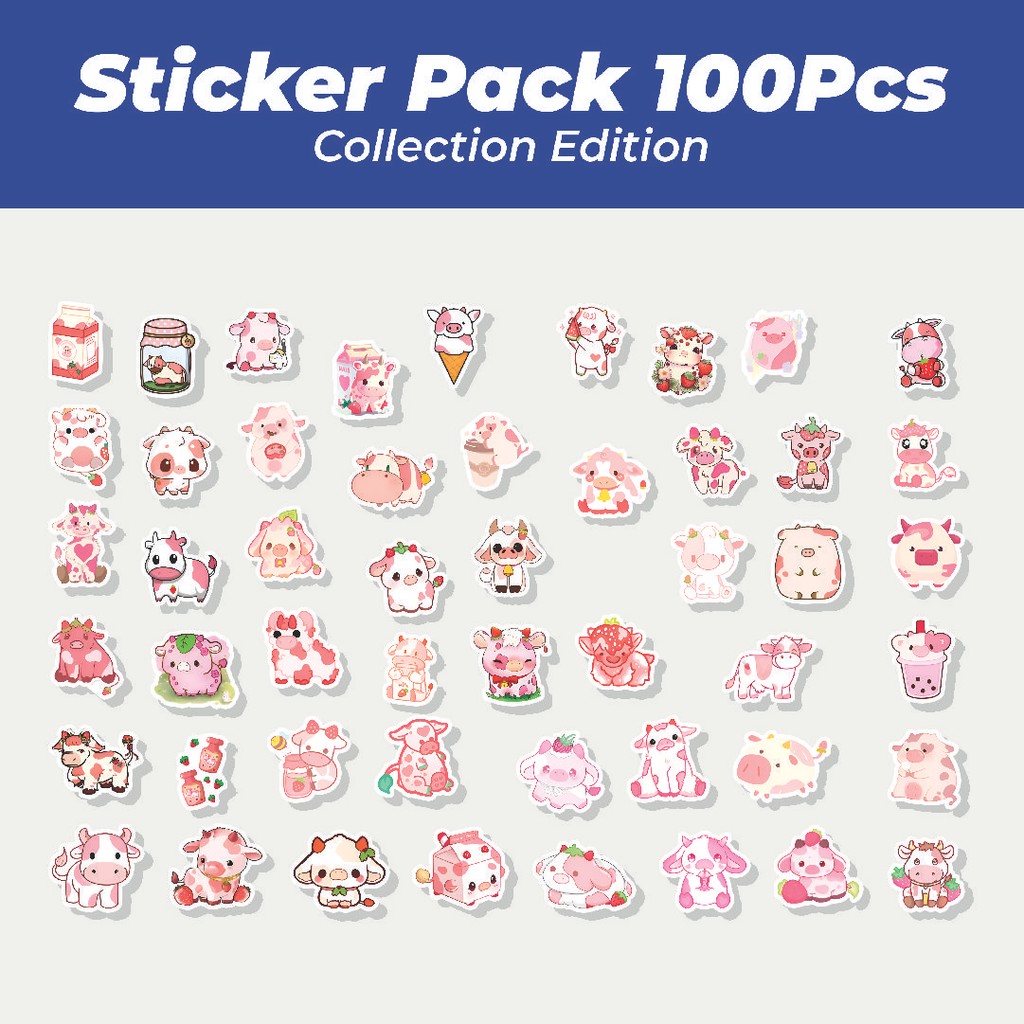 

Hot Stiker Strawberry Cow [Sapi Strawberry] Lucu Anti Air Stikers Berperekat Waterproof Sticker Decal Buat Motor Helm Buku Journal Koper Casing HP Laptop Botol Minum