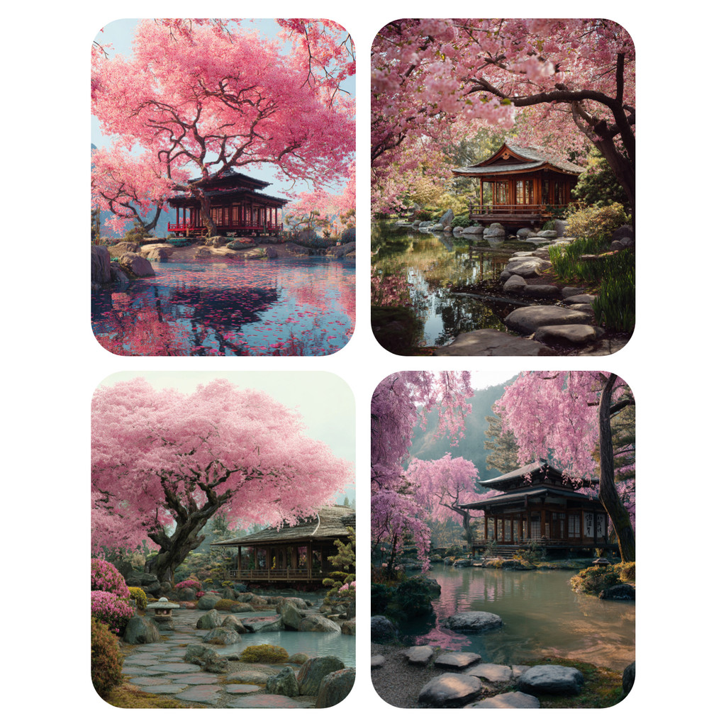 

Hand Paint Chinese style pavilion in the cherry blossom forest Painting By Numbers Kit DIY Acrylic Artwork Canvas Art Gift Home