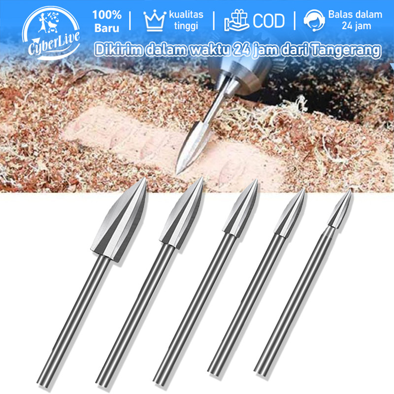 5pcs Mata Bor Ukir Kayu Set Wood Carving Tools Mata Ukir Kayu Mini Grinder Mata Bor Pemahat Kayu Mat