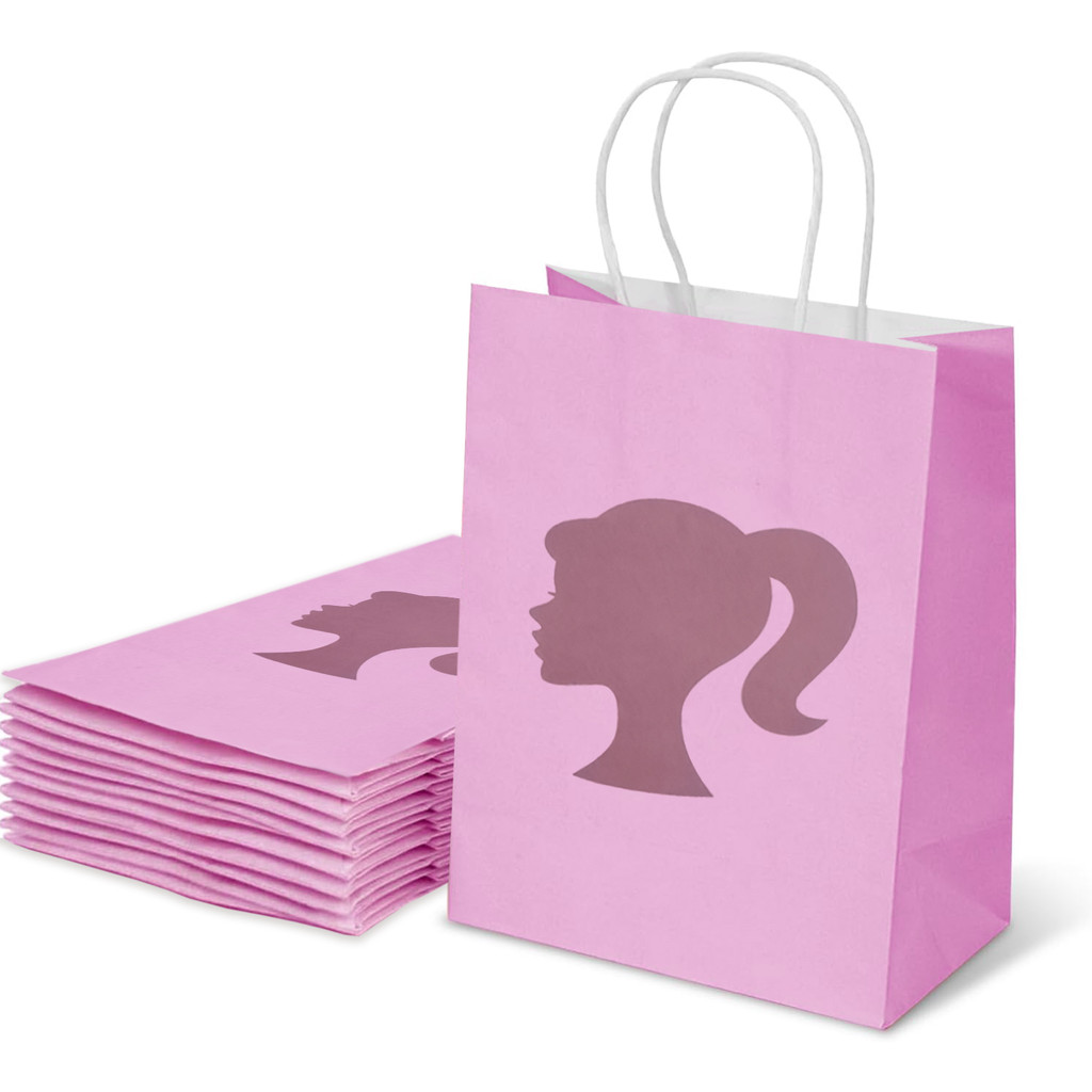 

Pink Gift Bags Medium Gift Bags for Girls with Princess Headshot Handles Bulk,Shopping Bags,Party Bags,Retail Merchandise Bags