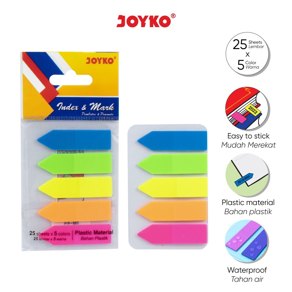 

Index & Mark Penanda Pembatas Joyko IM-44 Plastik - Sticky Note Page Markers Flags Index