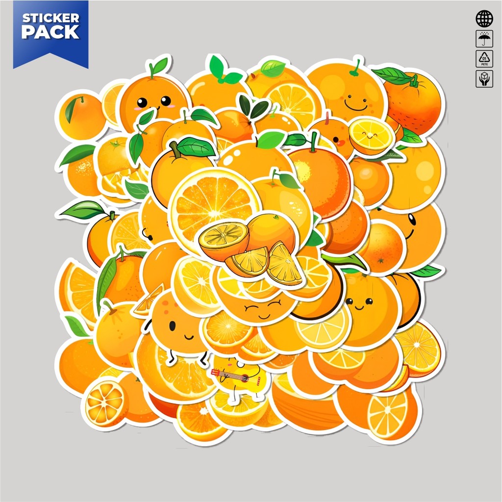 

[100PCS]Stiker Pack Stiker Cute Orange Fruit [Buah Jeruk] Aesthetic Vinyl Anti Air Dekorasi Sticker Laptop Buku Journal Koper Helm Casing HP Gitar Helm Skateboard