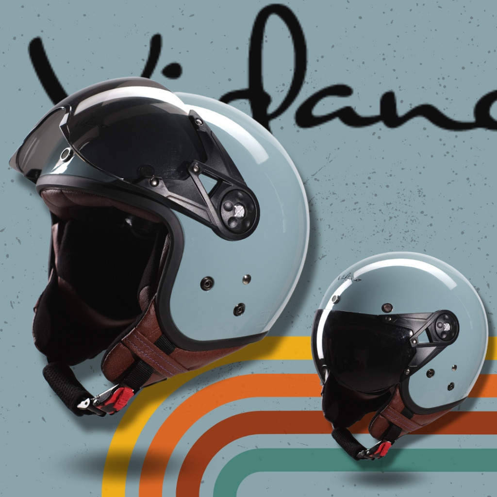 Helm Dewasa SNI Retro Bogo Vidano Unisex Cewe Cowo Perempuan Wanita Hijab + Kaca Pilot