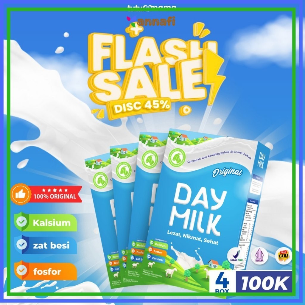 

[PAKET PROMO] 100k Dapat 4 DAYMILK ORIGINAL - Susu Kambing Etawa Bubuk - Atasi Kesemutan - Tidak Berbau - HALAL BPOM NKV