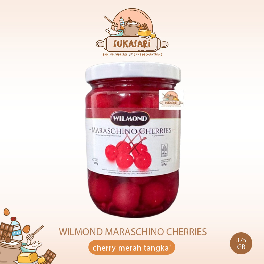 

Wilmond Maraschino Cherries 375 gr Buah cherry merah tangkai