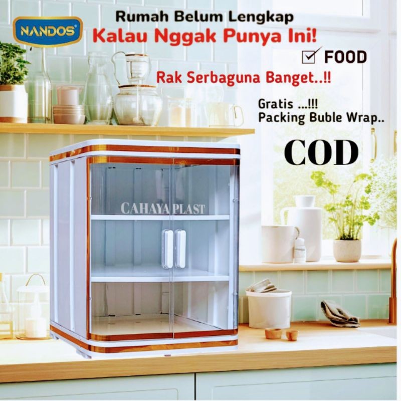 Rak Tempat Penyimpanan Makanan Susun 3 Serbaguna Putih Bening FOOD NAIBA