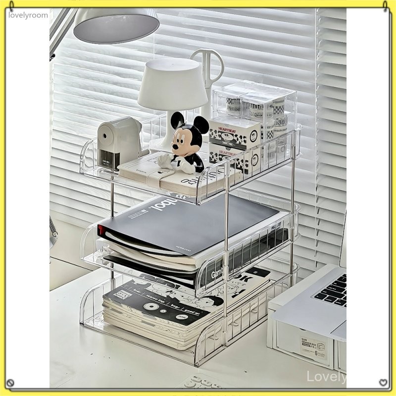 

【Lovelyroom】Rak Penyimpanan Multifungsi 2-4 Susun Rak Organizer Multifungsi untuk Dokumen/Kertas/Buku/Alat Tulis Rak Penyimpanan Akrilik Transparan