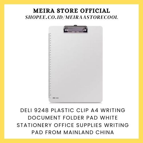 

Deli 9248 Plastic Clip A4 Writing Document Folder Pad White Stationery Office Supplies Writing Pad from Mainland China