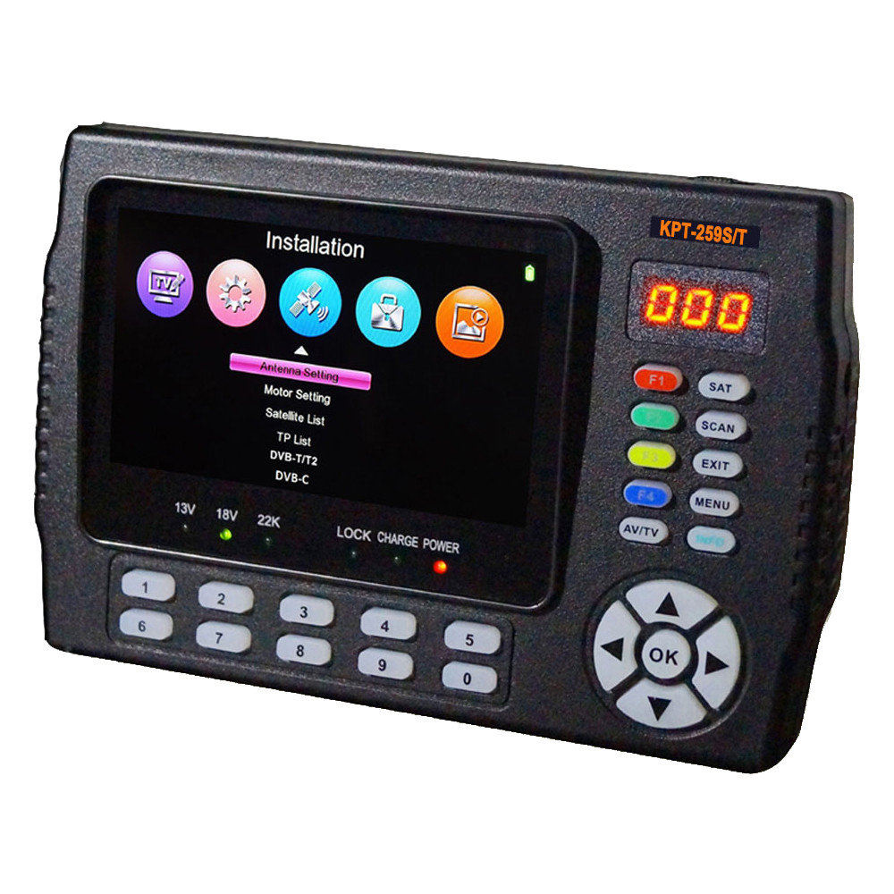 KPT-259ST Satellite Finder Dvb-s2 Dvb-t2 Dvb-c Finder Meter Satellite Tv Receiver Spectrum Analysis 