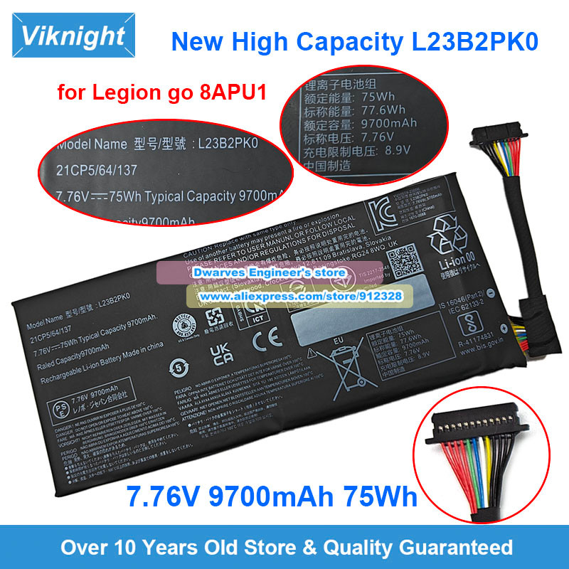 

New L23B2PK0 Battery 7.76V 81Wh 77.6Wh High-Capacity for Lenovo Legion Go 8APU1 Handheld Gaming PC L23M2PK0 L23C2PK0