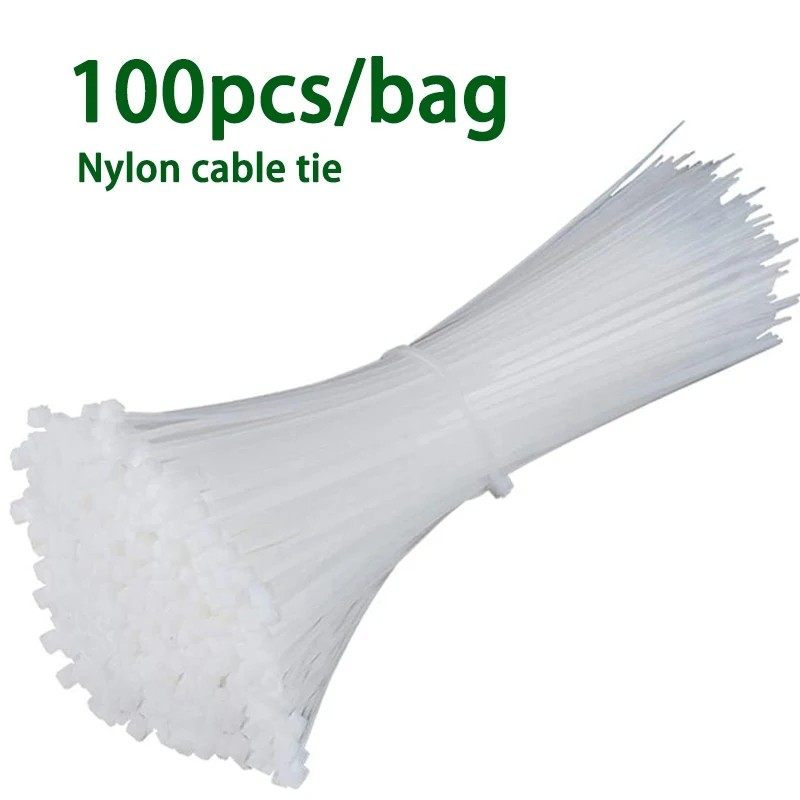 

100Pcs Self-locking Plastic Nylon Cable Tie Blue/White Cable Tie Fastening Ring 4X200 industrial Cable Tie Cable Tie Set