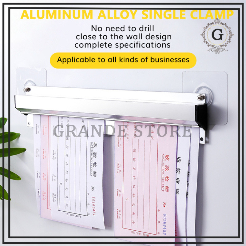 

GRANDE Penggantung Receipt/Bill Holder/ Capitan Nota Stainless /Penjepit Kertas Bon Bill Tab Grabber Aluminum B