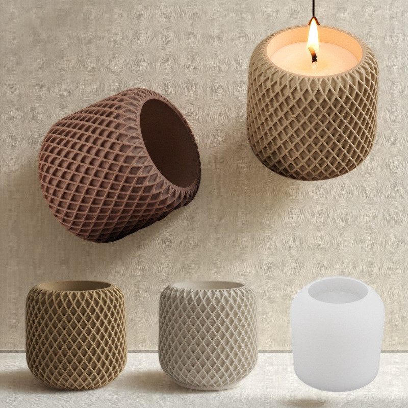 

1/2/3PCS Concrete Silicone Mold Irregular Candle Cup Mesh Design DIY Cement Mold Gypsum Mold Plaster Craft Resin Home Decor