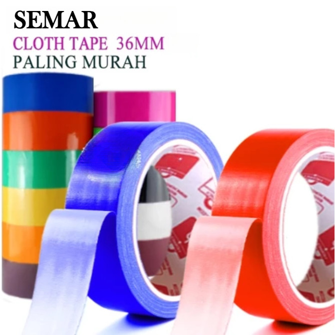 

LAKBAN KAIN WARNA CLOTH TAPE SOLASI KAIN MEREK SEMAR UKURAN 1.5 INCH / 36MM