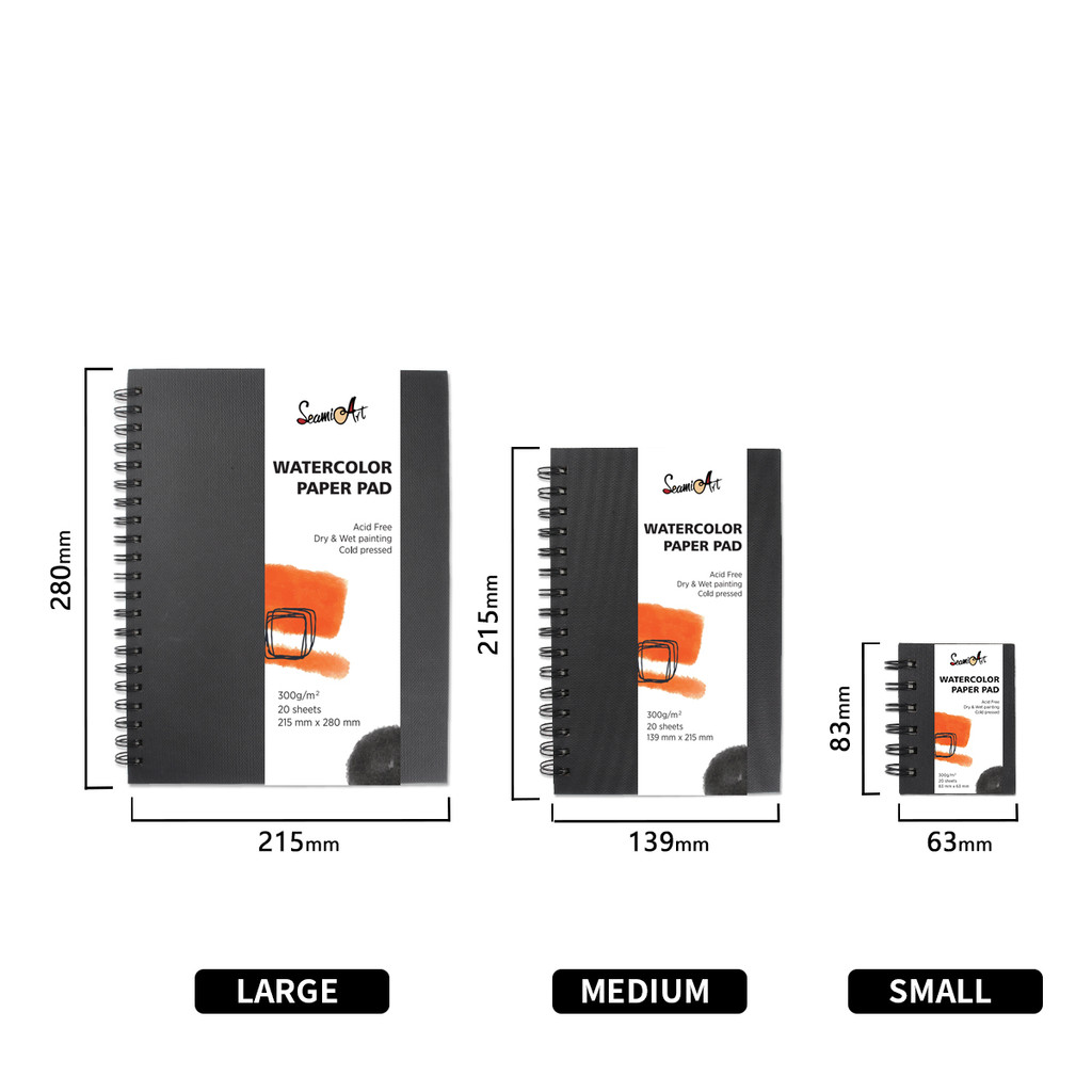 

SeamiArt 12Sheet 230gsm Mini Watercolor Sketchbook Drawing Notebooks for School Beginner Watercolor Painting Art Supplies