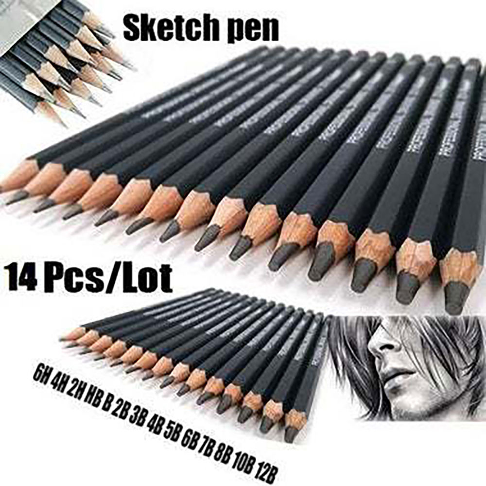 

14Pcs/Set Professional Sketch Pencil Set HB 2B Graphite Art Drawing Pencil School Stationery