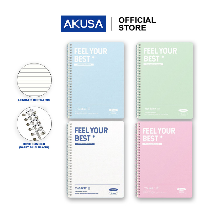 

AKUSA Spiral Book A5 Motif Buku Tulis Buku Catatan Buku Diary Ring Spiral Notebook Warna Pastel SB004