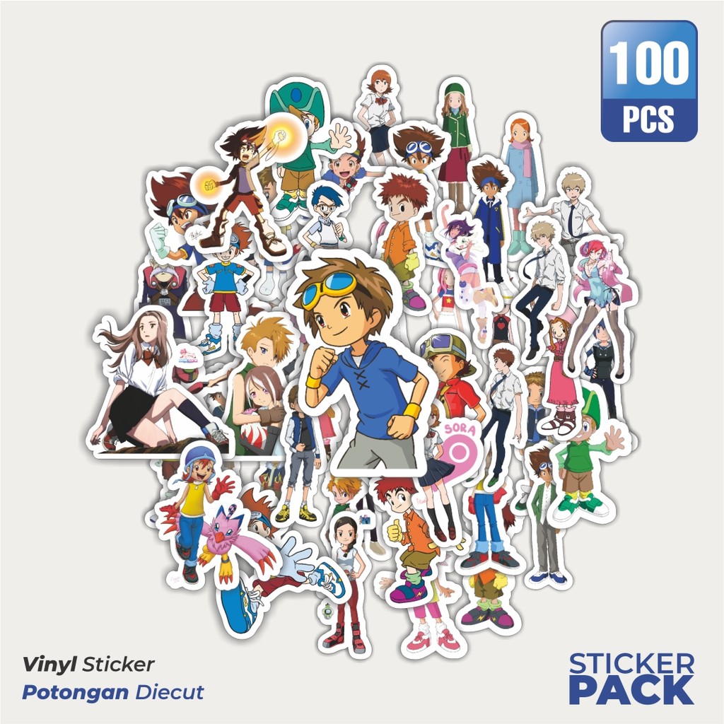 

100 PCS STIKER Anime Series Digimon Character Mix 1 Waterproof Aesthetic- Untuk Laptop, Motor, dan Helm - Paper Stationery Pack
