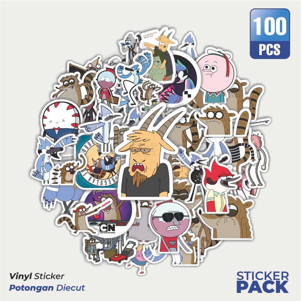 

100 PCS STIKER Kartun Series Reguler Show 1 Waterproof Aesthetic- Untuk Laptop, Motor, dan Helm - Paper Stationery Pack