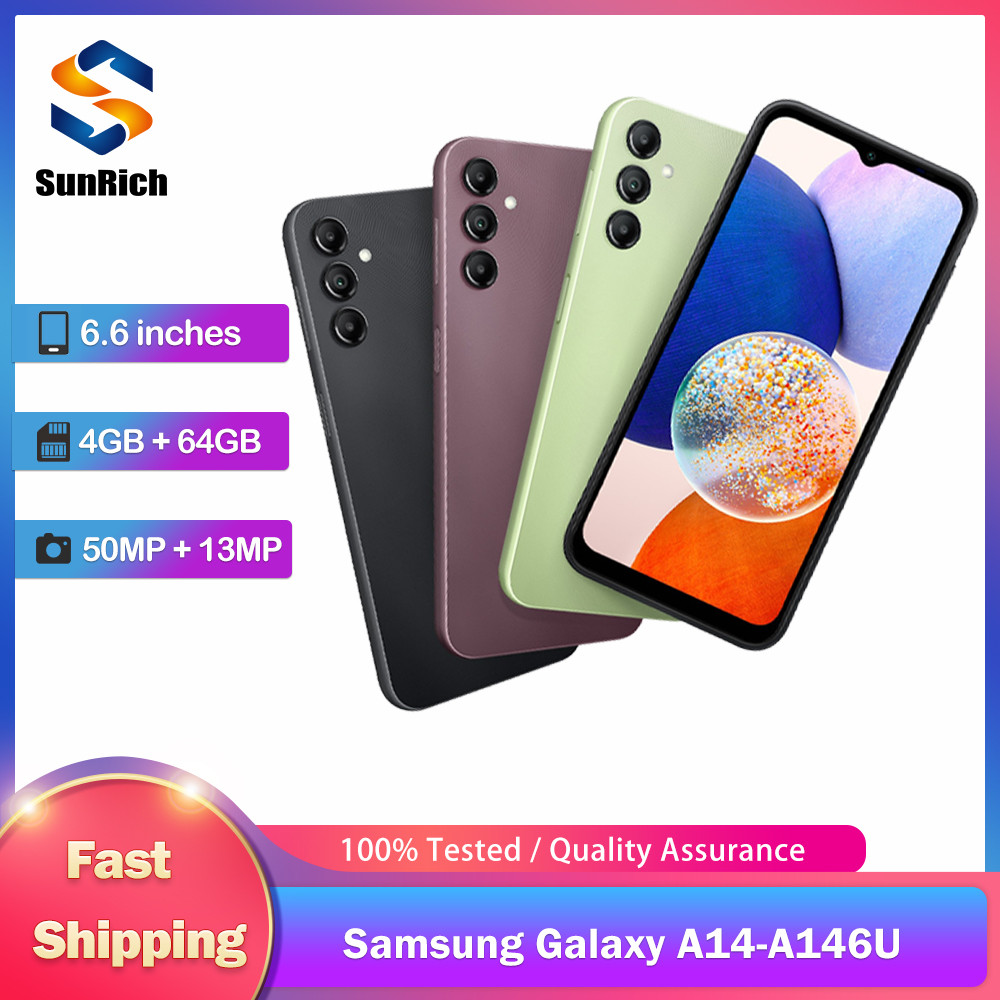 Original Samsung Galaxy A14 A146U 5G Mobile Phone 6.6" 4GB RAM 64GB ROM 50MP+13MP 1080p@30fps Video 
