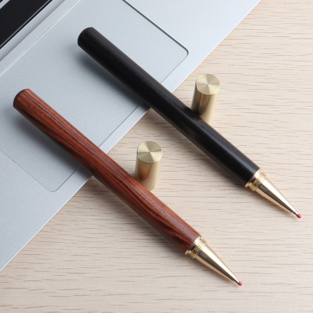 

2 Pcs/Set Vintage Wood Body Gel Pen Brass Ball Roller Pen Metal Cap BallPen Stationery School Business Gifts Supplies