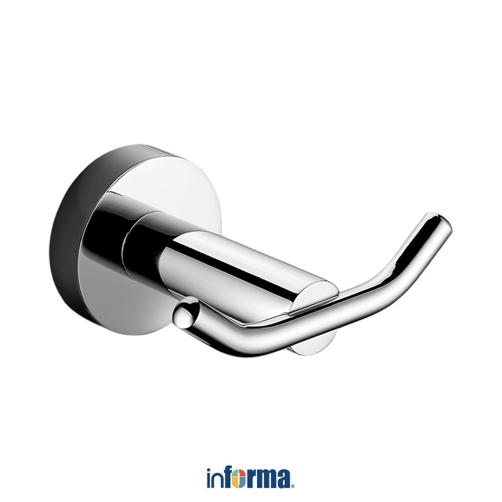 Informa Gantungan Dinding Kamar Mandi Double Hook - Silver Bathroom Hook Wall Double Hook Kaitan Din