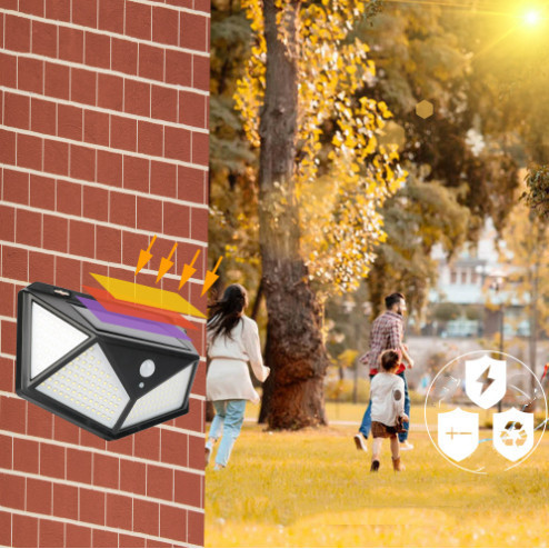 Lampu Taman  Solar Tenaga Surya Dengan Sensor Gerak Lampu sensor Tenaga Surya 100 LED