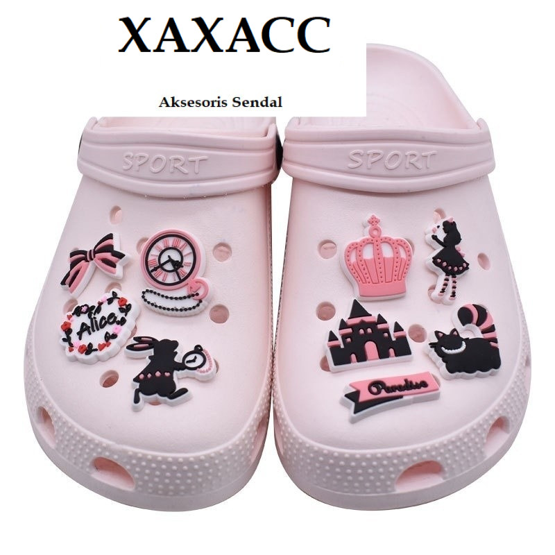 Jibb  407 Pin Sandal Alice in Wonderland Aksesoris Hiasan Sepatu Sendal Lubang Baim