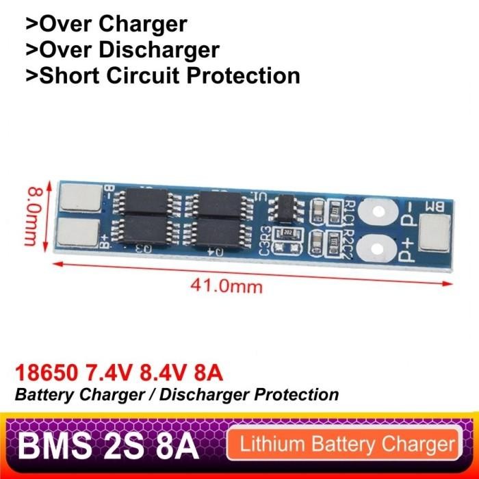 Modul BMS 2S 8A Baterai Lithium Li-ion Charger Protection Modul Overcharge Discharger 18650 CARMUDIE