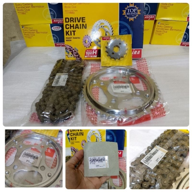 GER GEAR DEPAN BELAKANG RANTE RANTAI SET K15 CB 150R LAMA CBR 150 ASPIRA