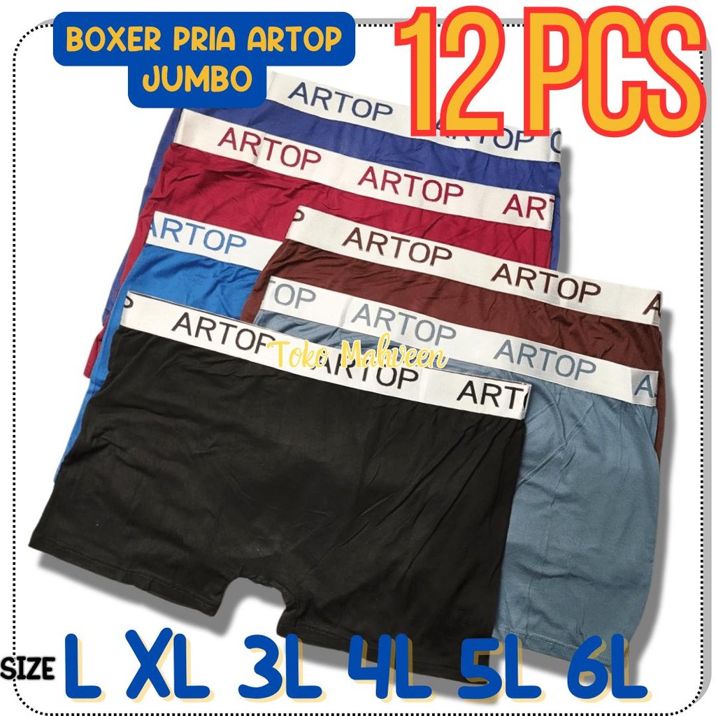 12 PCS Celana Dalam CD Boxer Laki-Laki Pria Dewasa Cd Boxer Artop Murah Berkualitas Best Seller Arto