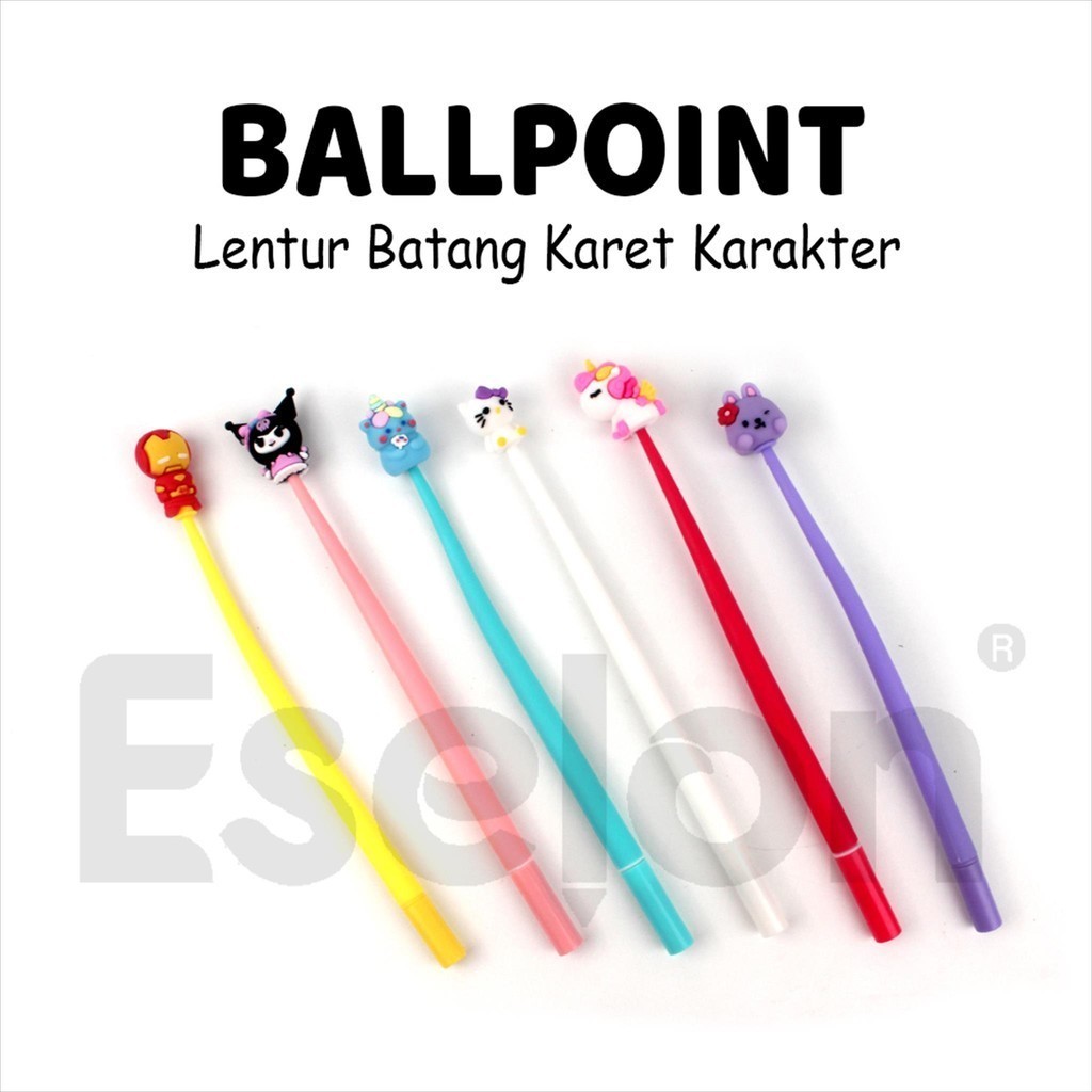

♚1pcs Pulpen LENTUR Karakter / Pena Lentur Elastis Batang Karet Fancy♚