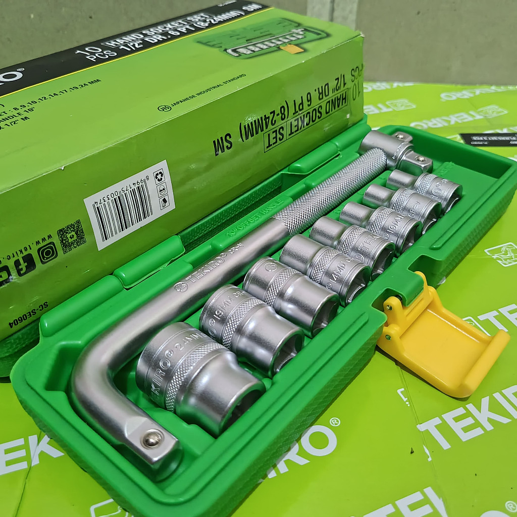 TEKIRO Kunci Shock Sok Set 10 Pcs Merek Tekiro 1/2DR 8-24mm 6pt Original Ready Kunci Shock Set Tekir
