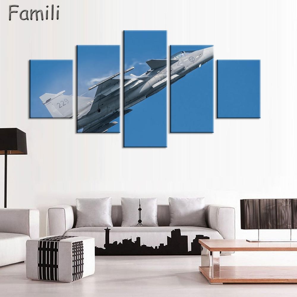 

Cuadros Painting By Numbers 5pcs Modern Fighter Aircraft Canvas Painting Combat Wall Picture Art For Living Room Unframed