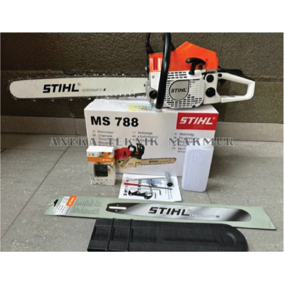 Chainsaw STIHL MS 788 Komplit Siap Pakai + Bar 22" Laser Mesin Potong Kayu Gergaji Pohon Senso Sinso