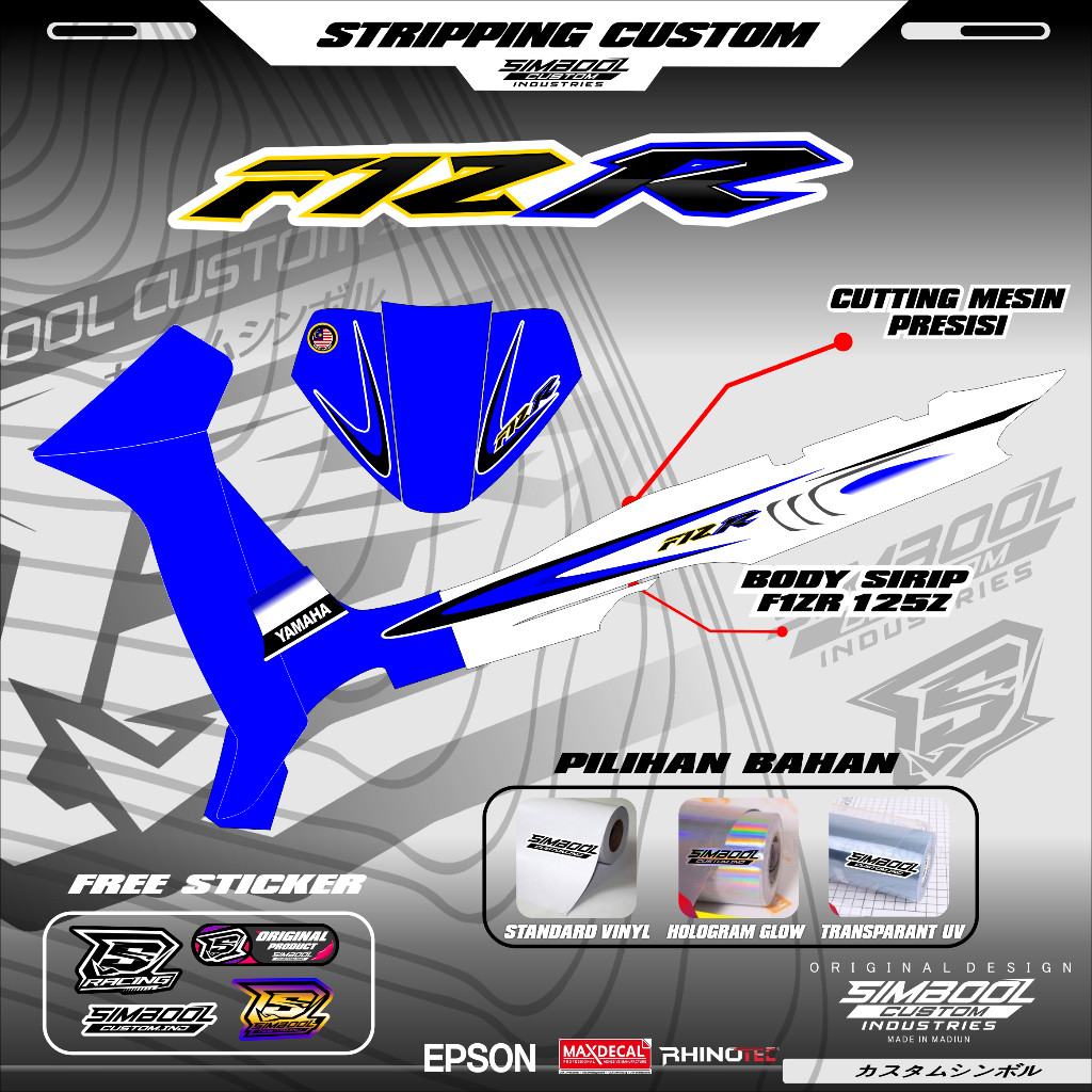 STRIPING FIZR125ZR  f1z Ag style FIZR body sirip 125zr simple transparant sudah cutting pola MALAYSI
