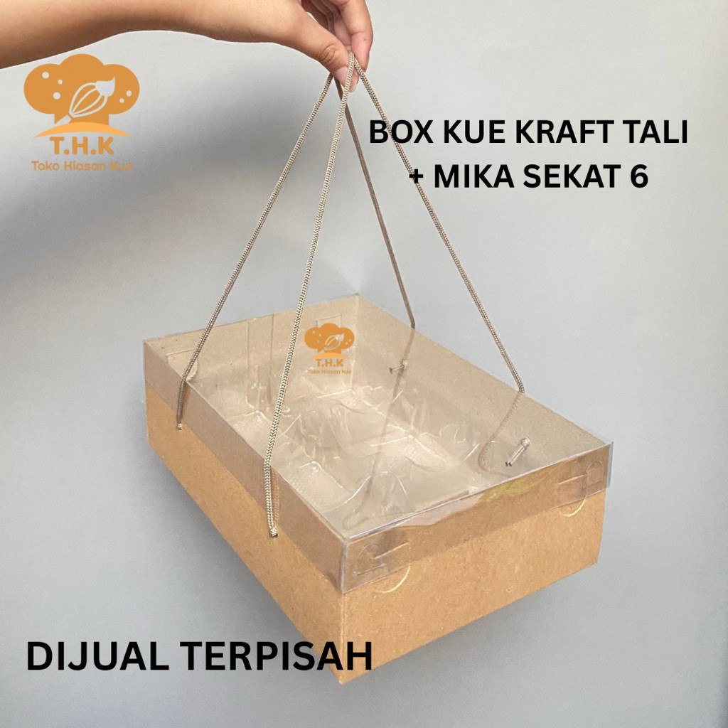 

(10pcs) Box Kue Kraft Tutup Mika Tali 24x16x7 (Mika Puding Sekat 6)