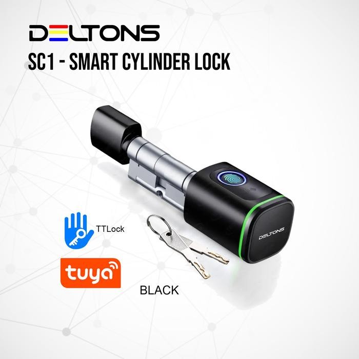 

NEW PRODUK Smart Cylinder Lock Deltons SC1 Tuya TTLock APP Door Lock - Black, TTLOCK TERLARIS