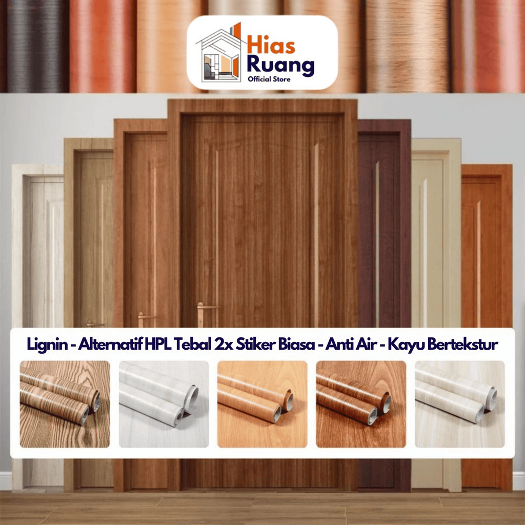 [Premium Quality] Wallpaper Furniture Lignin High Quality 2x Ketebalan Stiker biasa Pelapis Lemari P