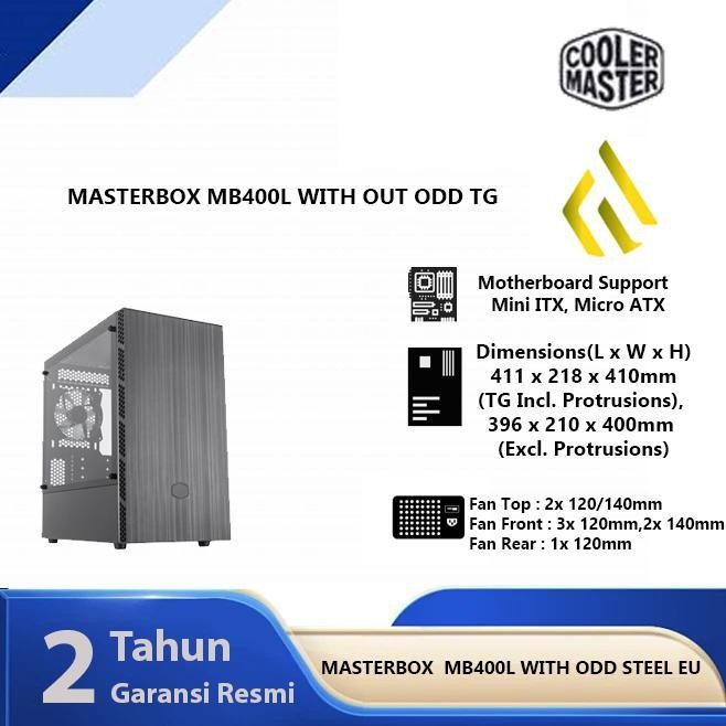 Cooler Master MasterBox MB400L with ODD Mini Tower PC Case -Tempered Glass Gaming Case