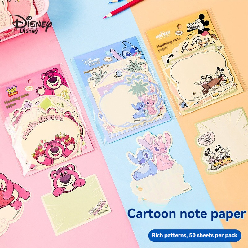 

50sheets Sticky Notes Disney Stitch Mickey Mouse Memo Pad Stationery Posted Tabs Its Memo Message Paper School Supplies