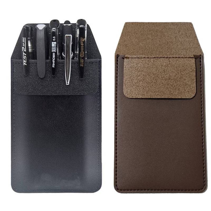 

Pocket Protector Leather Pen Pouch Holder Organizer Handmade Pencil Pocket Holder for Lab Coat Shirt Note School Office Hospital