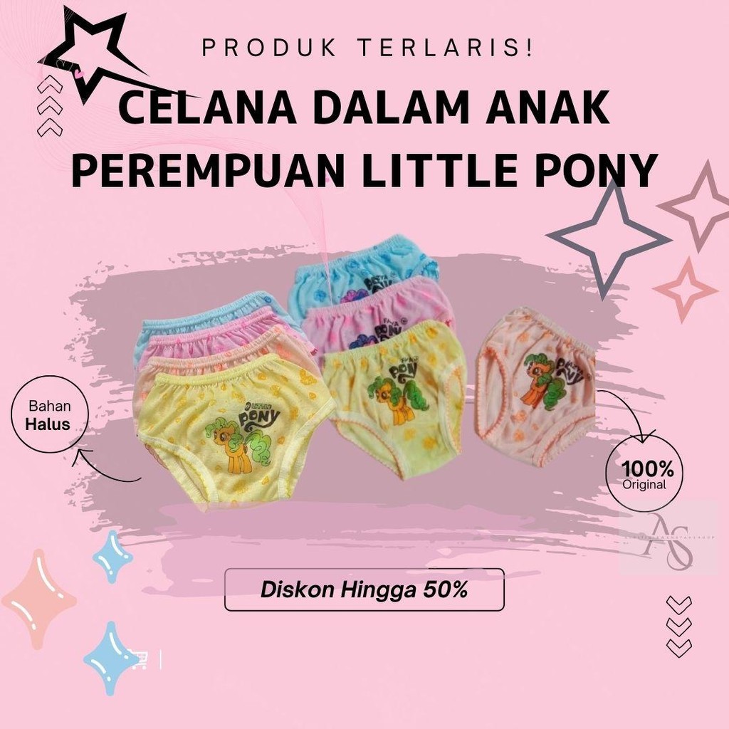 Obral 12 Pcs Celana Dalam Anak Perempuan Murah Motif Little Pony