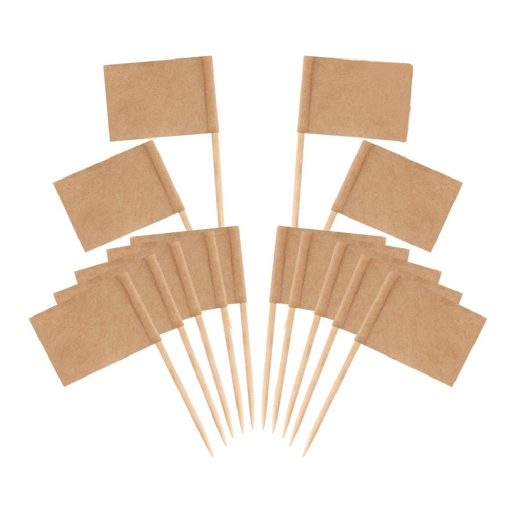 

100PCS Blank Paper Toothpick Flags Cheese Markers Food Labels For Party Buffets Cheese Labels For Grill Boards Cocktail Markers