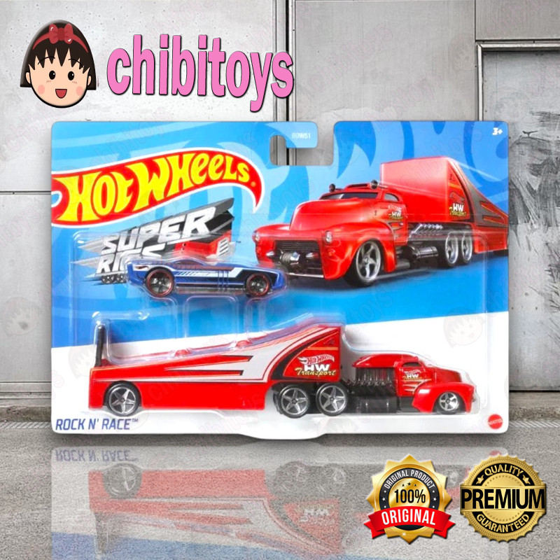 Hot Wheels Super Rigs Rock n Race with Govner Diecast Trailer Truck Race Car