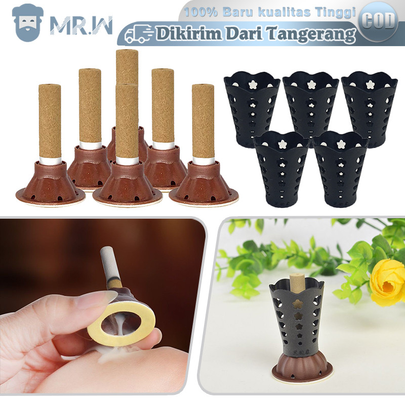 Moxa Stick Set Moksa Asap Moxibustion Moxa Batang Moksa Tanpa Asap Moksa Tempel (Dudukan + Isi Moxa)