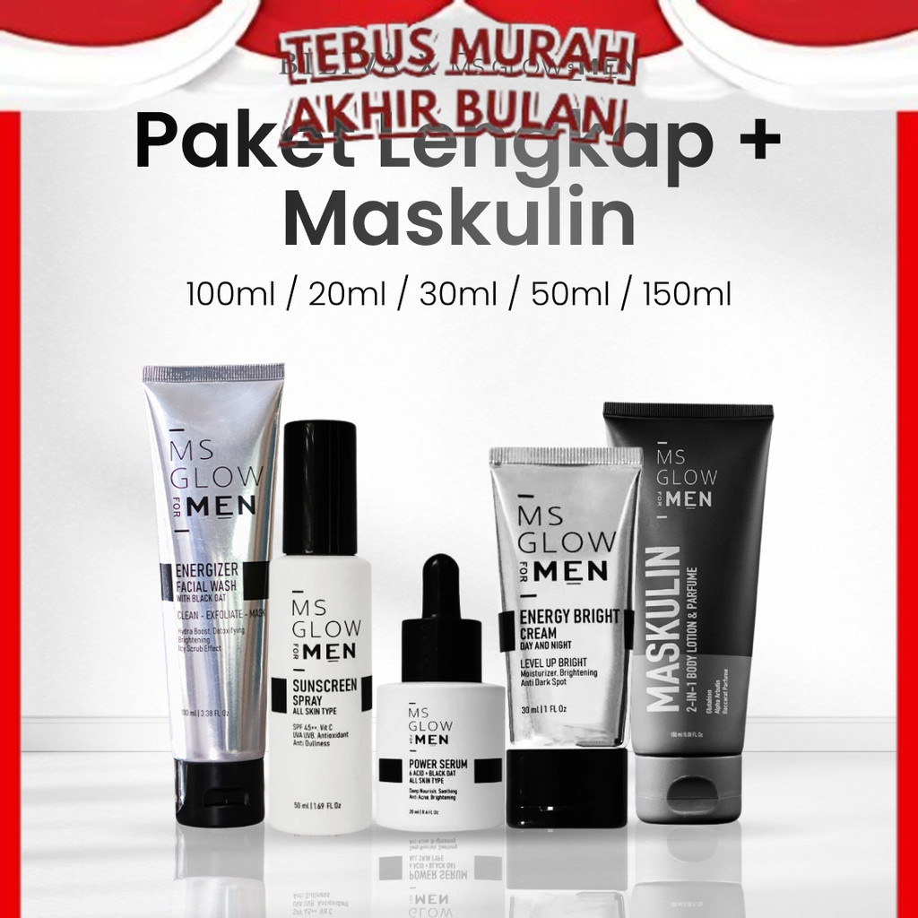 MS Glow for Men Paket Lengkap Maskulin 5in1 Paket Skincare & Body Care Pria Original