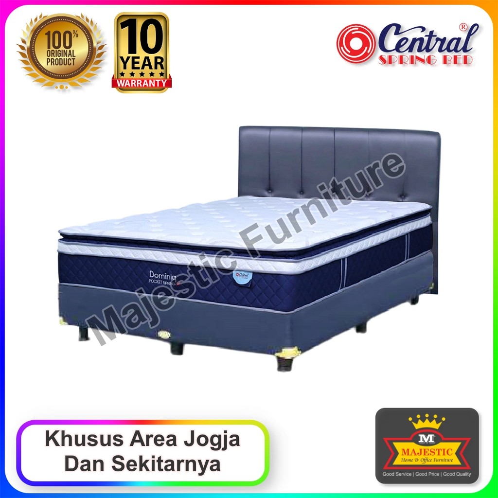 Set Spring Bed Central Dominiq - Oscar X1 - 90/100/120/160/180/200 - Jogja (Tebal 35 cm, Garansi 10