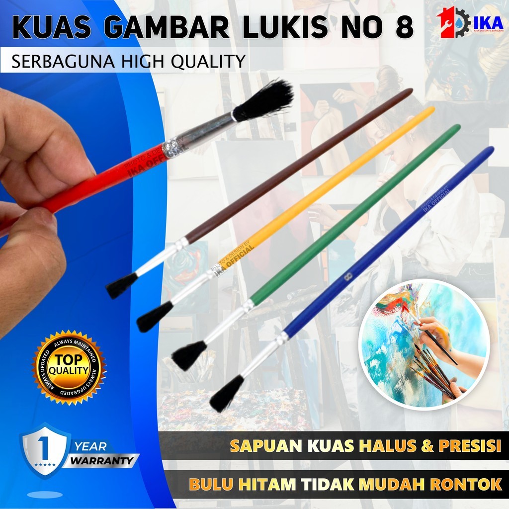 

Kuas Lukis Hitam No8 / Kuas Cat Lukis / Kuas Cat Air / Painting brushes, kuas lukis, kuas untuk melukis / Kuas Cat Akrilik / Brush / Kuas Lukis Cat Air Paint Brush Nilon Ujung Pointed dan Flat / Kuas Kecil Lancip Datar Art Brush Cat Minyak Akrilik